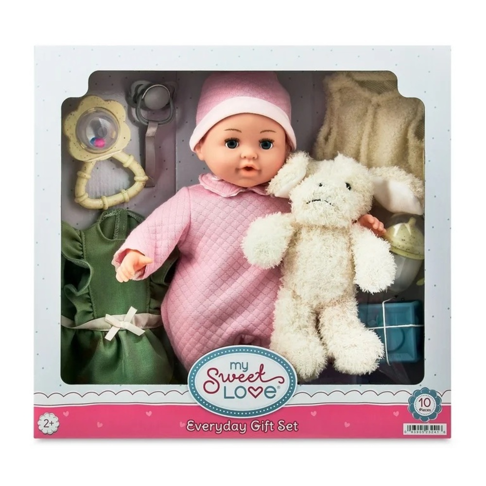 Sweet Love Everyday Gift Set with Pink Doll and White Bunny